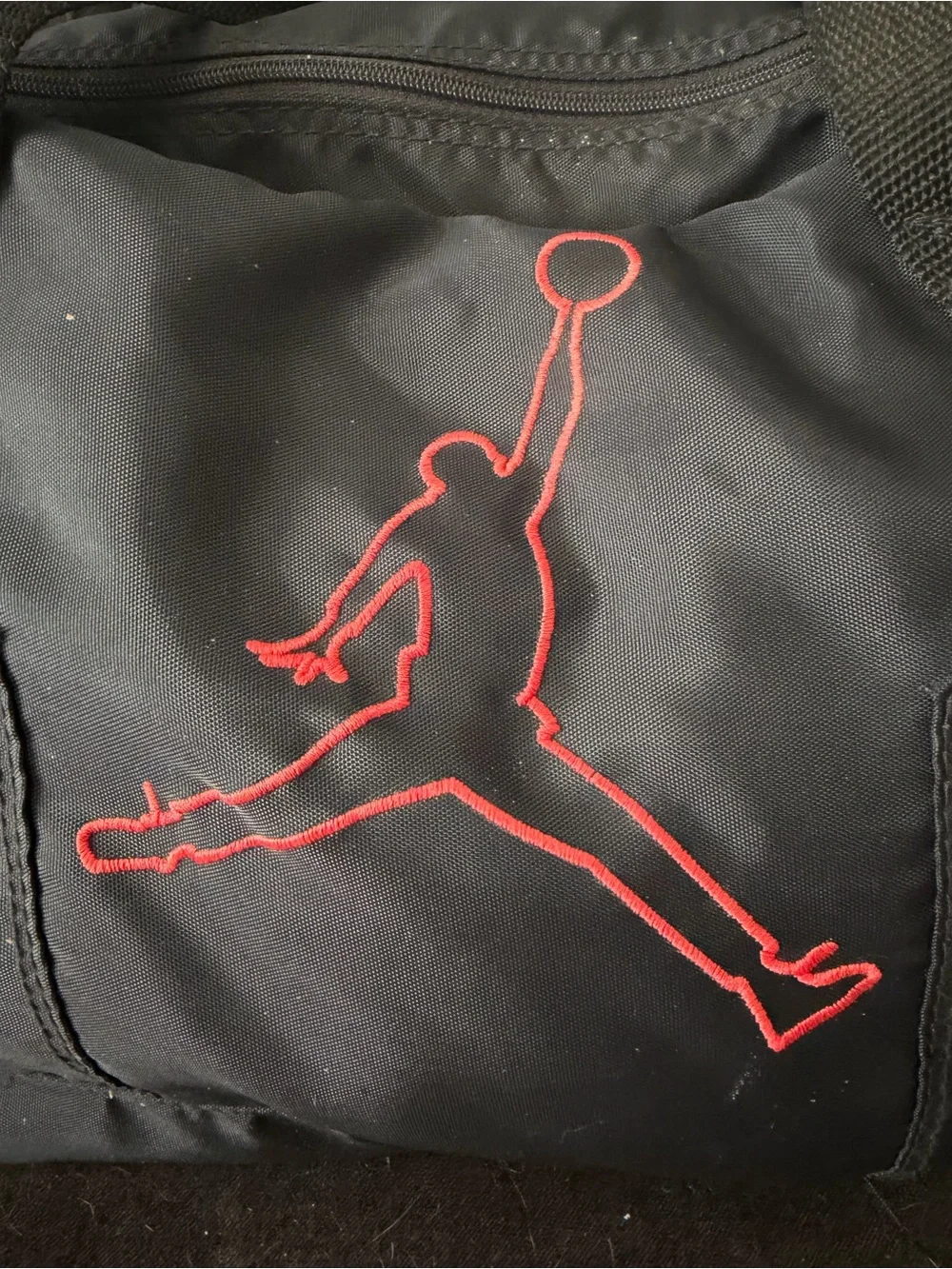 Jordan Men’s Black Duffel Bag with Red Jumpman Embroidery